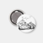 black and white sketch of Mountains Magneet (Voorkant / Achterkant)