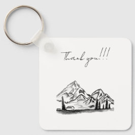 black and white sketch of Mountains Sleutelhanger