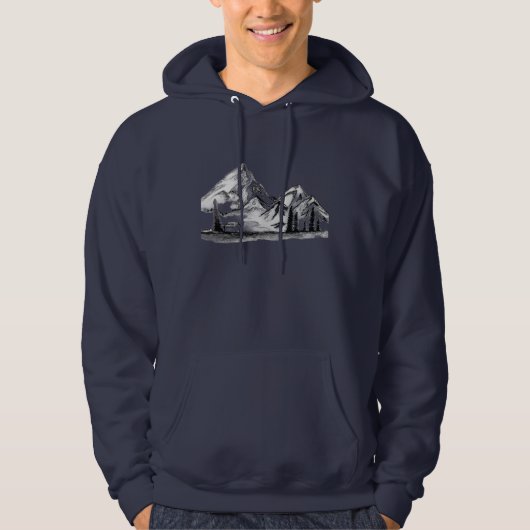 Black and White Sketches on Men's Hoodie (Voorkant)