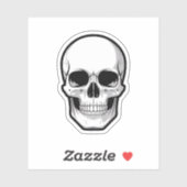 Black and White Skull Halloween Sticker (Vel)