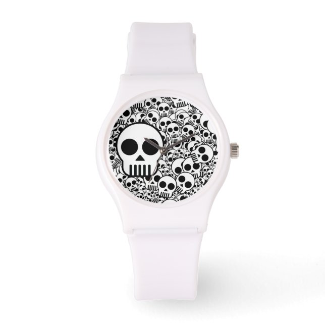 Black and White Skull Watch Horloge (Voorkant)