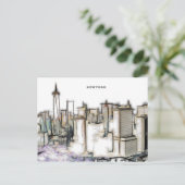 Black and White Skyline Newyork City Drawing Briefkaart (Staand voorkant)