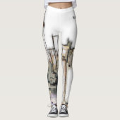 Black and White Skyline Newyork City Drawing Leggings (Voorkant)