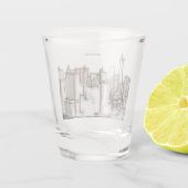 Black and White Skyline Newyork City Drawing Shot Glas (Achterkant)