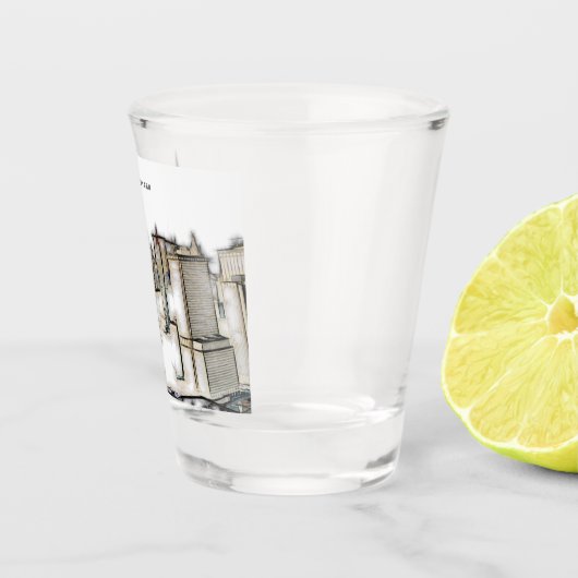 Black and White Skyline Newyork City Drawing Shot Glas (Rechts)