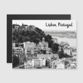 Black and White Skyline of Lisbon Postcar (Voorkant / Achterkant)