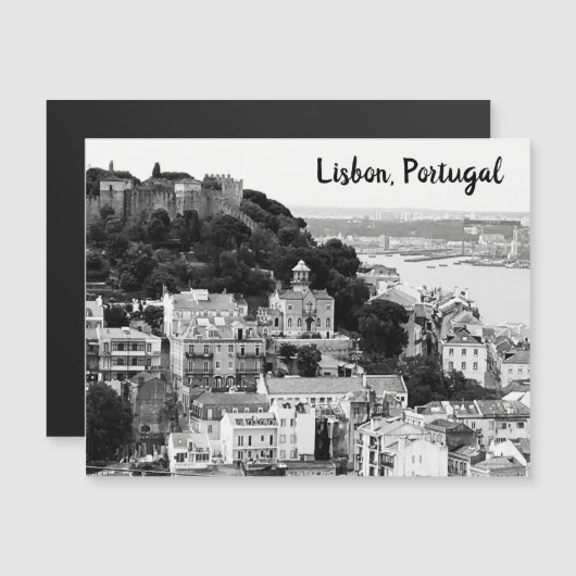 Black and White Skyline of Lisbon Postcar (Voorkant / Achterkant)