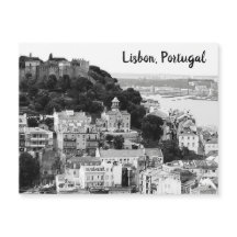 Black and White Skyline of Lisbon Postcar