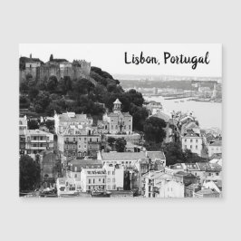 Black and White Skyline of Lisbon Postcar