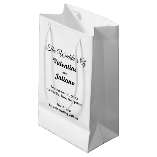 Black and White Small Wedding Gift Bag Klein Cadeauzakje (Voorkant Gekanteld)