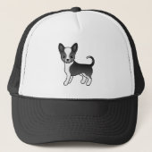 Black and White Smooth Coat Chihuahua Cartoon Dog Trucker Pet (Voorkant)