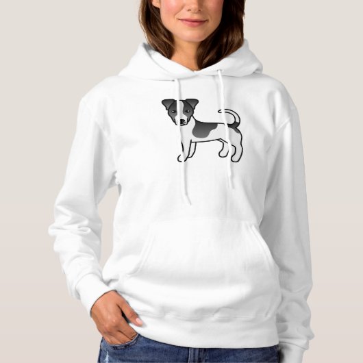 Black and White Smooth Coat Jack Russell Terrier Hoodie (Voorkant)