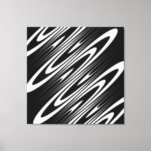 black and white smooth organic wavy pattern canvas afdruk (Voorkant)