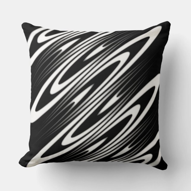 black and white smooth organic wavy pattern kussen (Voorkant)