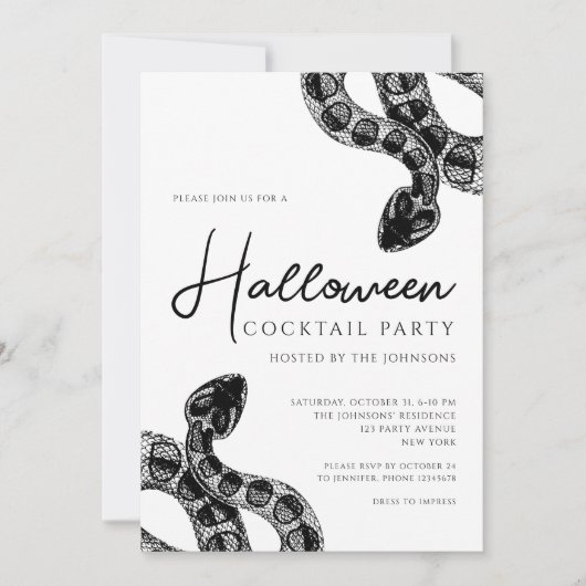 Black and White Snakes Cocktail Party voor Hallowe Kaart (Voorkant)