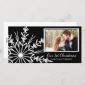 Black and White Snowflake First Kerstmis Samen Feestdagenkaart (Voorkant / Achterkant)