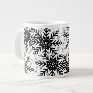 black and white snowflake mug grote koffiekop