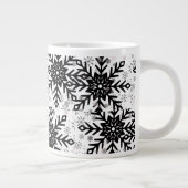 black and white snowflake mug grote koffiekop (Rechts)