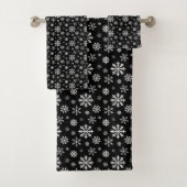 Black And White Snowflake Pattern Elegant Modern Bad Handdoek (Insitu)