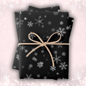 Black and White Snowflake Pattern Holiday Inpakpapier Vel