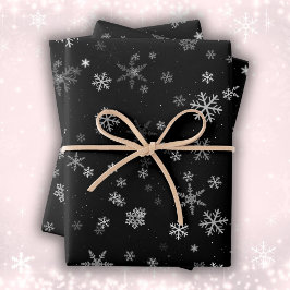 Black and White Snowflake Pattern Holiday Inpakpapier Vel