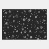 Black and White Snowflake Pattern Holiday Inpakpapier Vel (Voorkant 2)