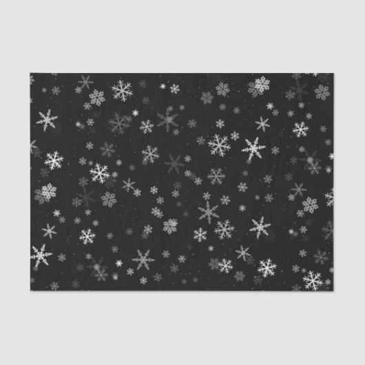 Black and White Snowflake Pattern Holiday Tissuepapier (Voorkant)