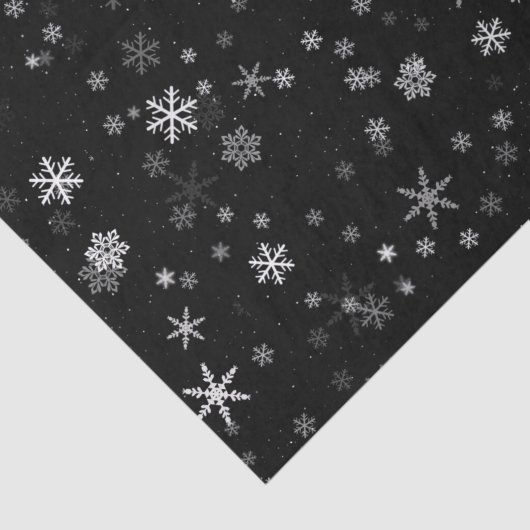 Black and White Snowflake Pattern Holiday Tissuepapier (Detail)