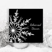 Black and White Snowflake Wedding Rehearsal Dinner Kaart