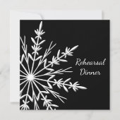 Black and White Snowflake Wedding Rehearsal Dinner Kaart (Voorkant)