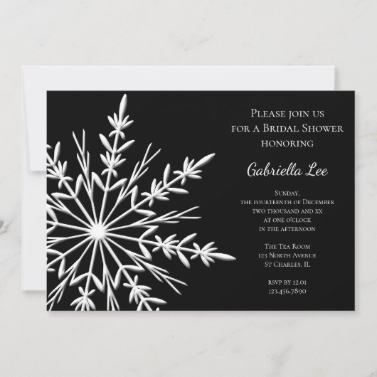 Black and White Snowflake Winter Bridal Shower Kaart (Voorkant)