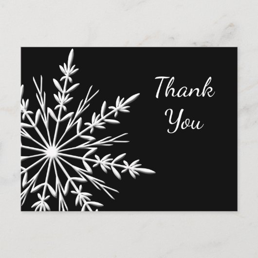 Black and White Snowflake Winter Dank je Briefkaart (Voorkant)