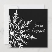 Black and White Snowflake Winter Engagement Party Kaart (Voorkant)