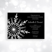 Black and White Snowflake Winter Rehearsal Dinner Kaart