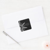 Black and White Snowflake Winter Weddenschap Vierkante Sticker (Envelop)