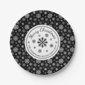 Black And White Snowflakes Modern Christmas Party Papieren Bordje (Voorkant)