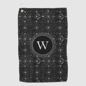 Black and White Snowflakes Pattern Monogram Golfhanddoek (Voorkant)