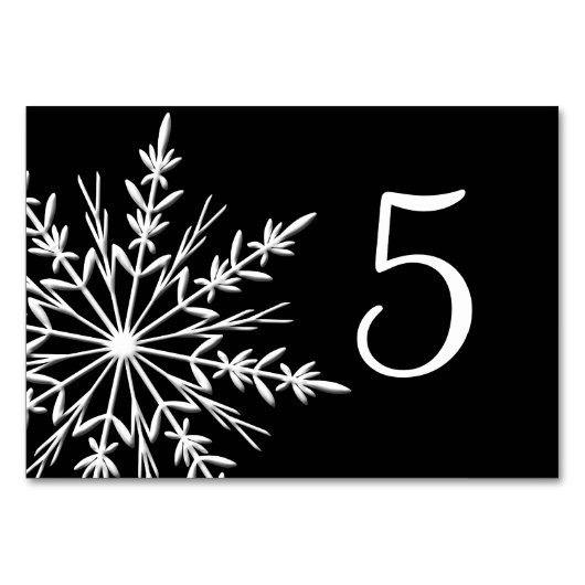 Black and White Snowflakes Winter Table Numbers Kaart (Voorkant)