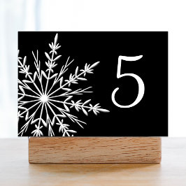 Black and White Snowflakes Winter Table Numbers Kaart