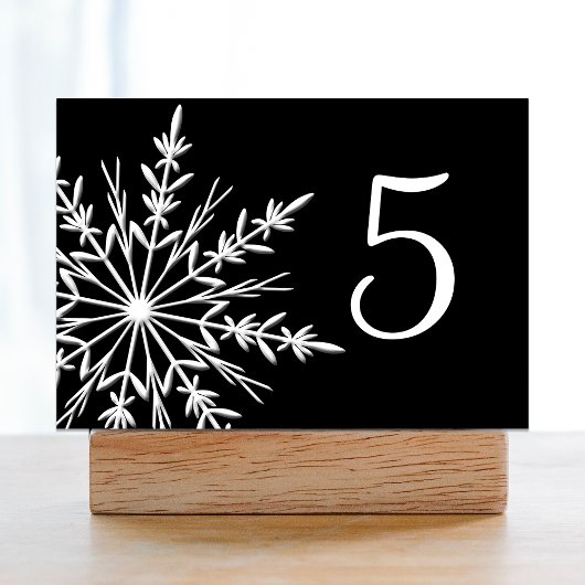 Black and White Snowflakes Winter Table Numbers Kaart