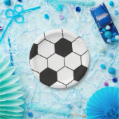 Black And White Soccer Ball Geometric Pattern  Papieren Bordje (Feest)