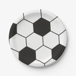 Black And White Soccer Ball Geometric Pattern  Papieren Bordje
