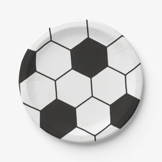 Black And White Soccer Ball Geometric Pattern  Papieren Bordje (Voorkant)
