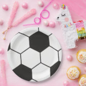 Black And White Soccer Ball Geometric Pattern  Papieren Bordje (Feest)