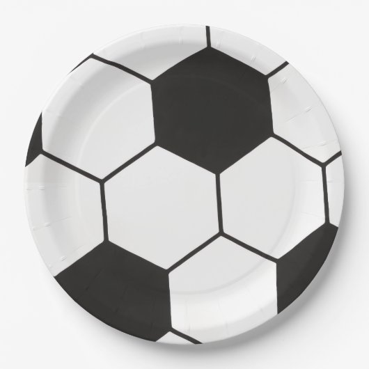 Black And White Soccer Ball Geometric Pattern  Papieren Bordje (Voorkant)