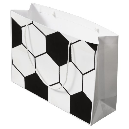 Black and White Soccer Ball Pattern Geometric  Groot Cadeauzakje (Achterkant Gekanteld)