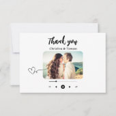 Black and White Song Playlist Photo Wedding Bedankkaart (Voorkant)