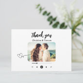 Black and White Song Playlist Photo Wedding Bedankkaart (Staand voorkant)