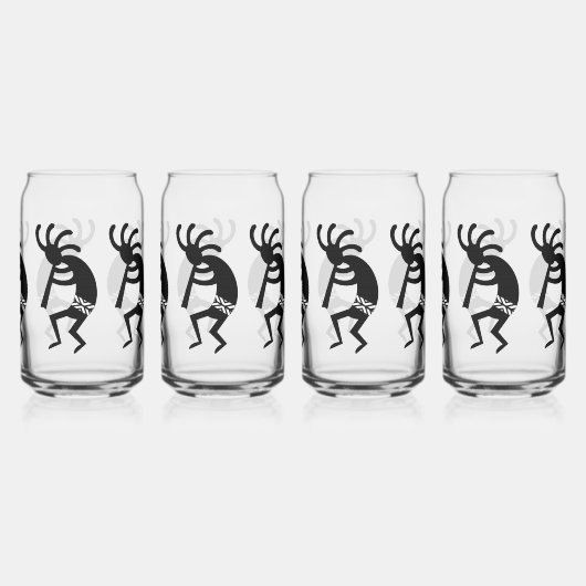 Black and White Southwest Kokopelli Blikvorm Glas (Achterkant)