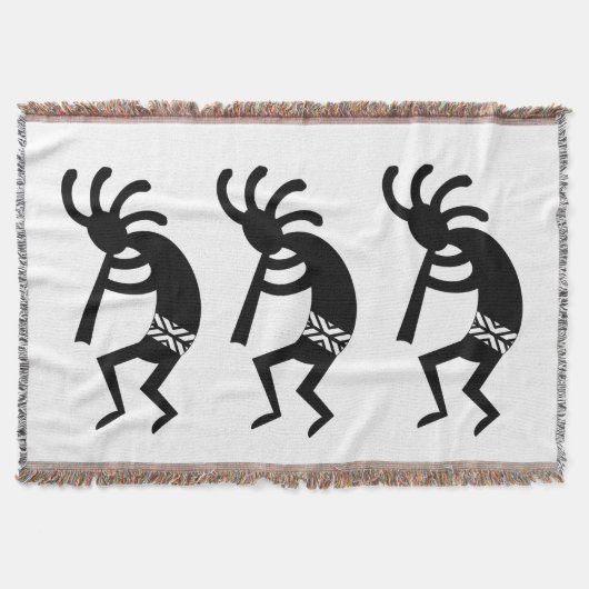 Black and White Southwest Kokopelli Deken (Voorkant)